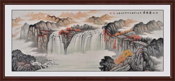 董事長(zhǎng)辦公室設(shè)計(jì)時(shí)掛哪些裝飾畫，可以襯托出品味和修養(yǎng)《江山攬勝圖》
